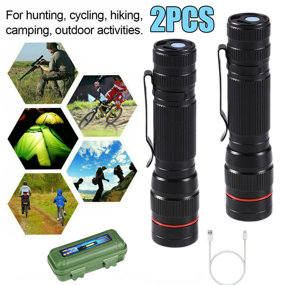 LED Military Flashlight USB Rechargeable Tactical Zoom Torch Most Powerful Mini Pen Light - Image 5