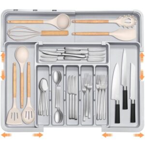 Adjustable 6-9 Compartment Kitchen Drawer Organiser For Large Capacity, Perfect Utensil Drawer Organiser, Cutlery Drawer Organiser, Cutlery Tray