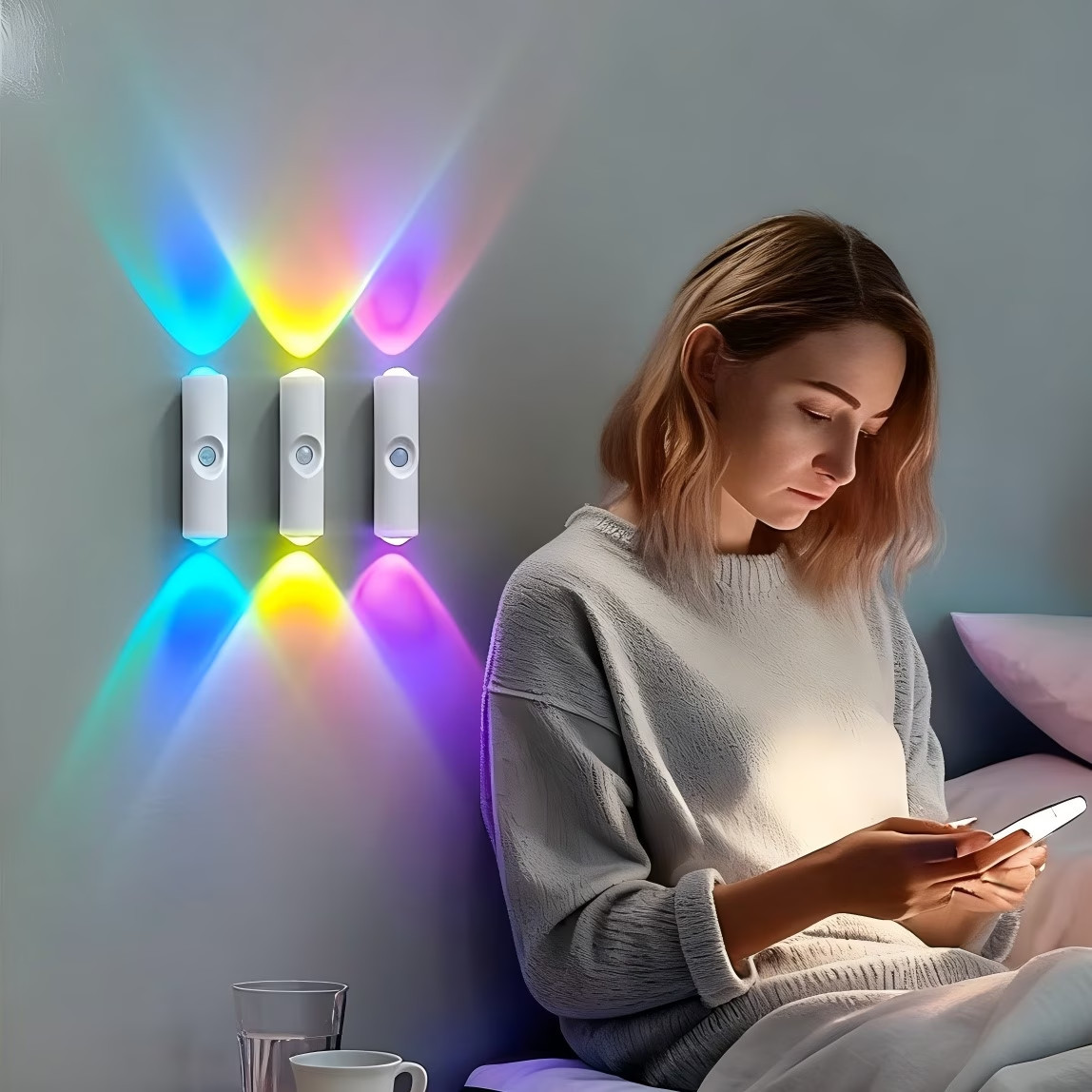Magnetic RGB LED Night Light Smart Motion Sensor USB Rechargeable Ambient Lamp - Image 4