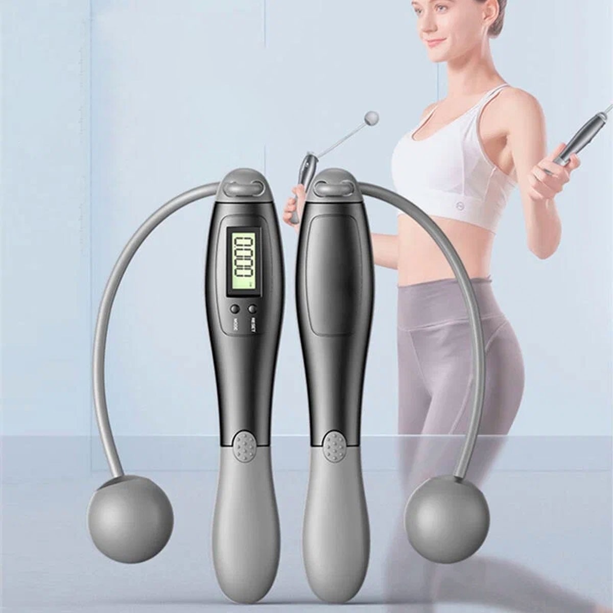 Cordless Skipping Rope Ropes Smart Screen With Weighted For Sports Fitness