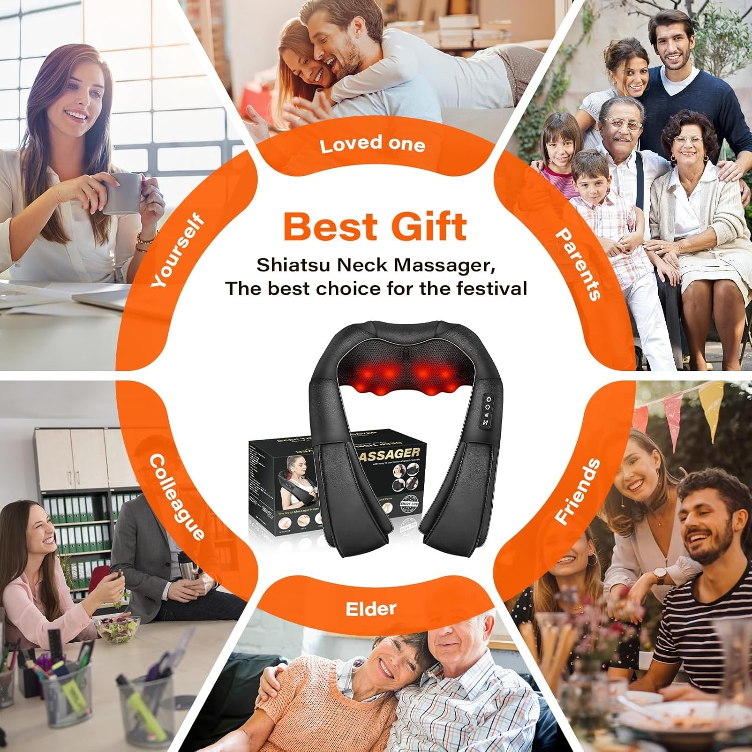 Electric Shiatsu Neck Back Shoulder Massager With Heat & Kneading, Deep Tissue Massage For Home Car Office Use, UK Plug - Image 2