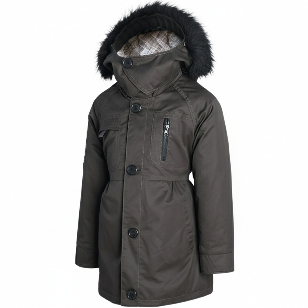 Girls Fur Hooded Padded Parka Coat Warm Winter Jacket 2-7Y - Image 3