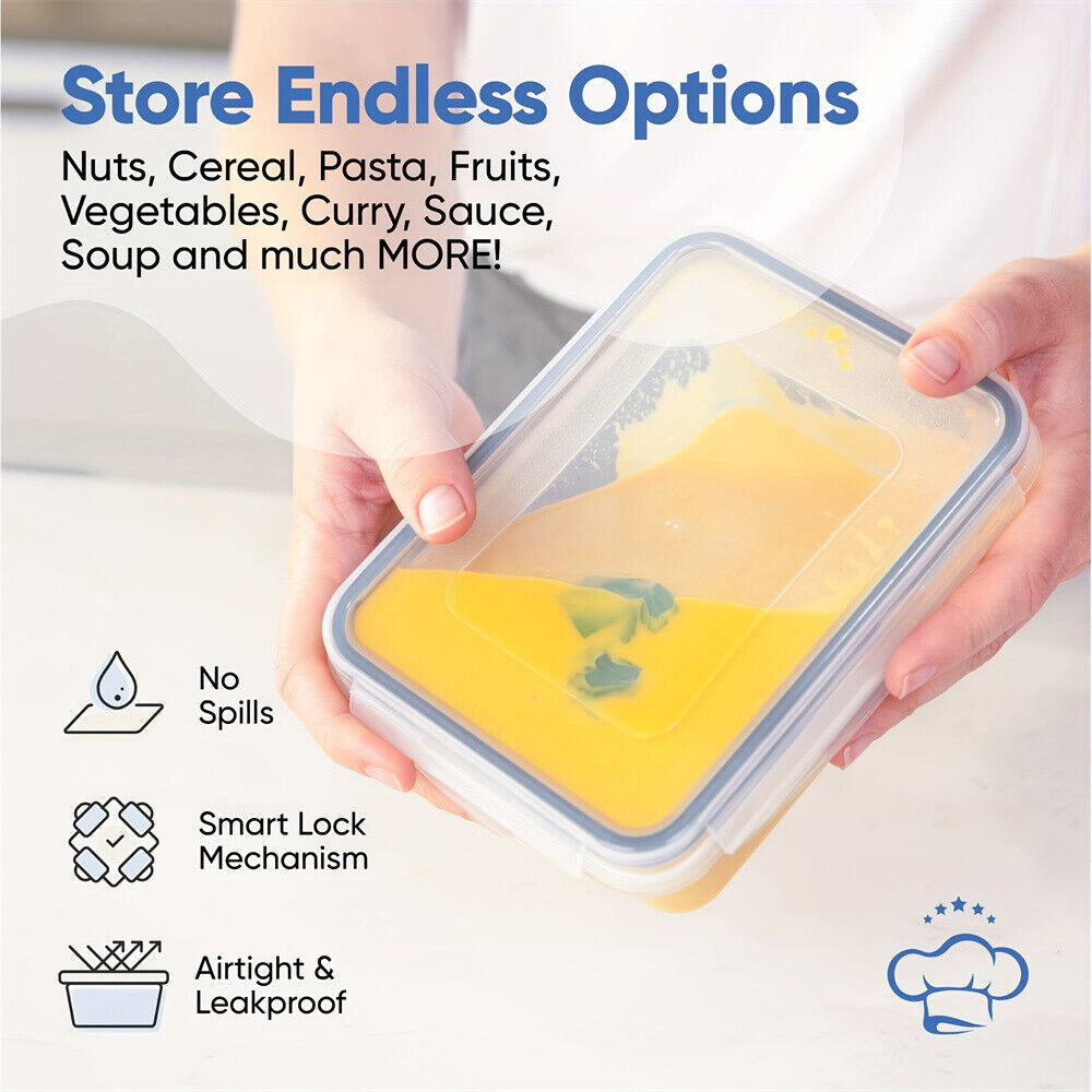 24X Clear Plastic Food Containers With Lids Microwave Freezer Safe Storage Boxes - Image 7