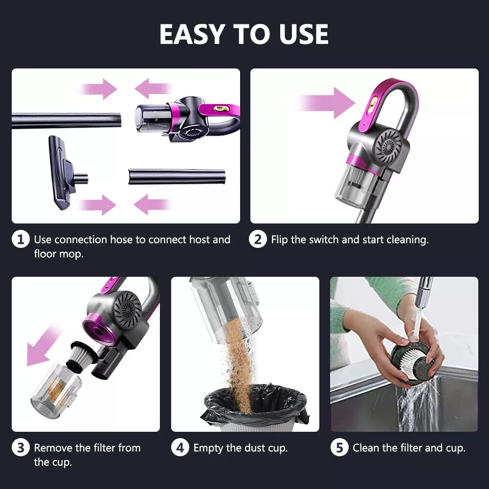 4 In 1 Stick Handheld Vacuum Cordless Vacuum Cleaner For Carpet Floor Pet Hair - Image 6