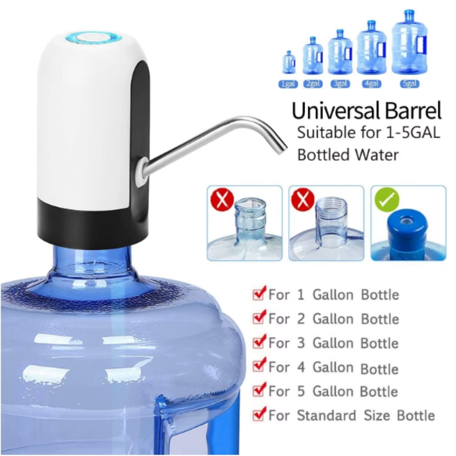 Electric Water Bottle USB Rechargeable Automatic Drinking Water Dispenser - Image 3