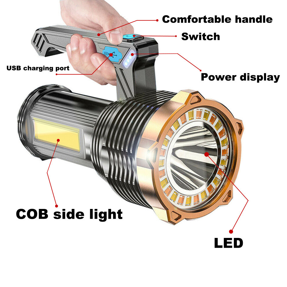 LED Torch USB Rechargeable COB Work Light Flashlight Spotlight Powerful Camping Light - Image 5