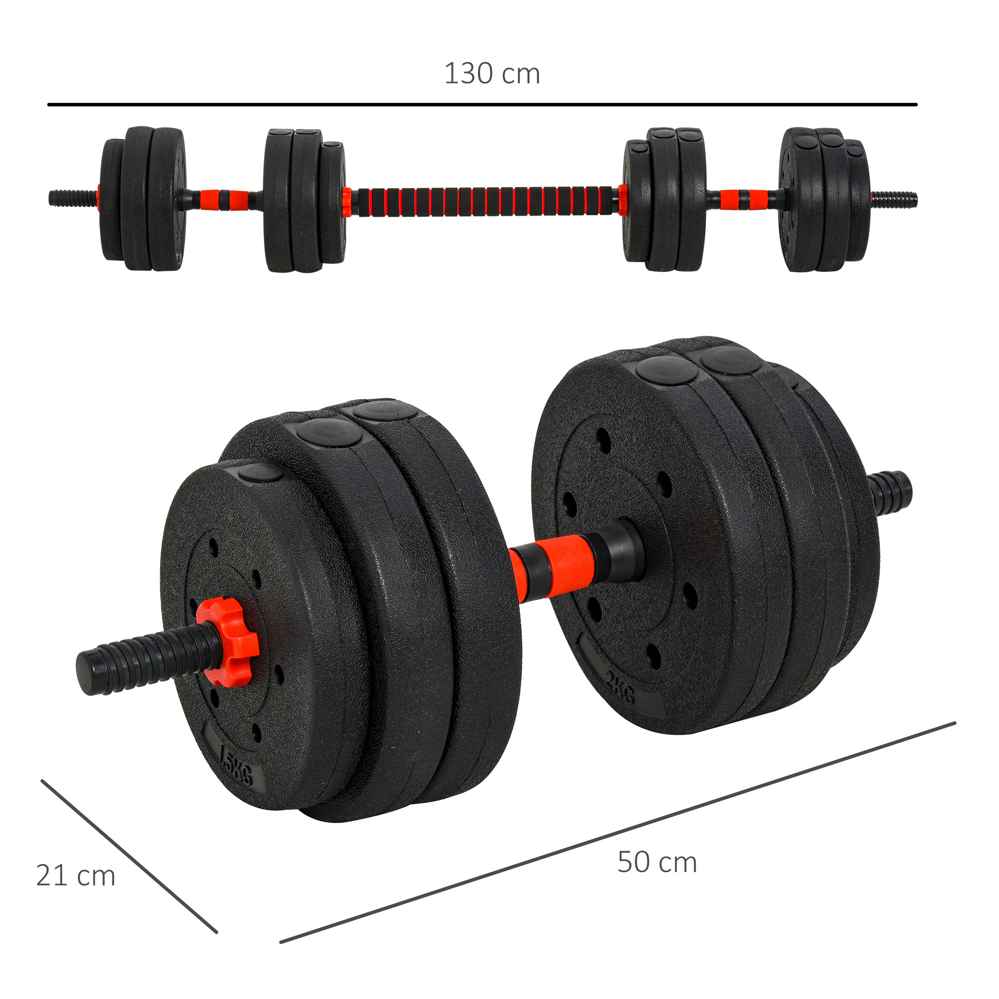 25kg 2 IN 1 Adjustable Dumbbells Weight Set, Dumbbell Hand Weight Barbell For Body Fitness, Lifting Training For Home, Office, Gym, Black - Image 4