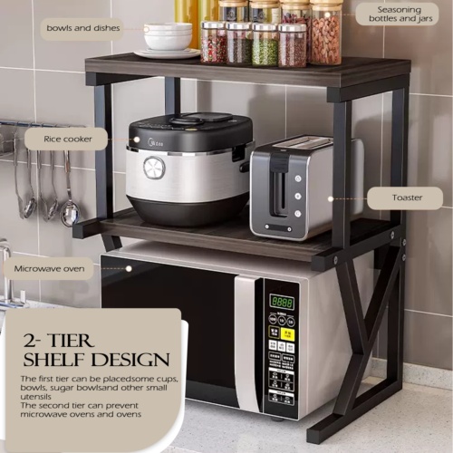 2 3 Tier Microwave Oven Rack Stand Storage Holder Kitchen Corner Shelf Black - Image 6
