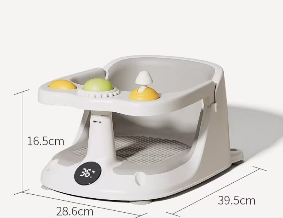 Baby Bath Seat Non-Slip Soft Toddler Bath Chair Suction Cups Temperature Display - Image 8