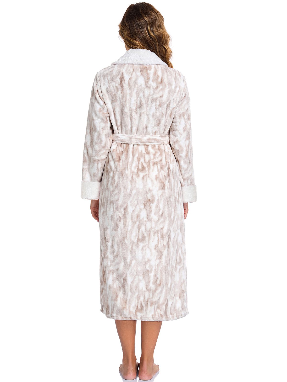 RONGTAI Womens Bathrobe Ladies Fleece Plush Warm Long Robes Fleece Nightgown Sleepwear - Image 3