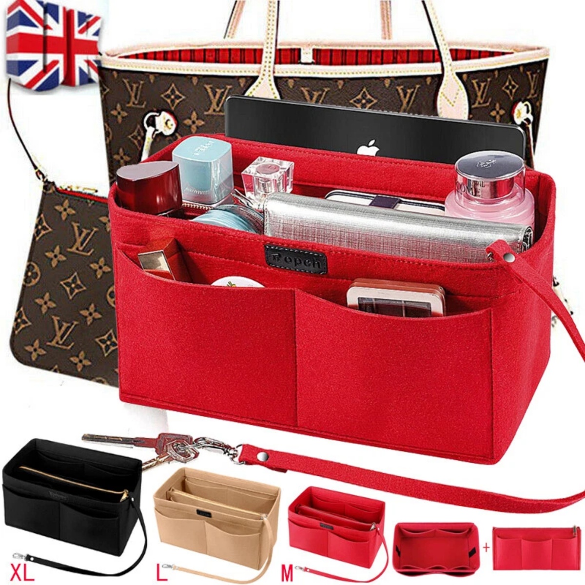 Women Ace Organizer Handbag Felt Travel Bag Insert Liner Makeup Organiser Pouch