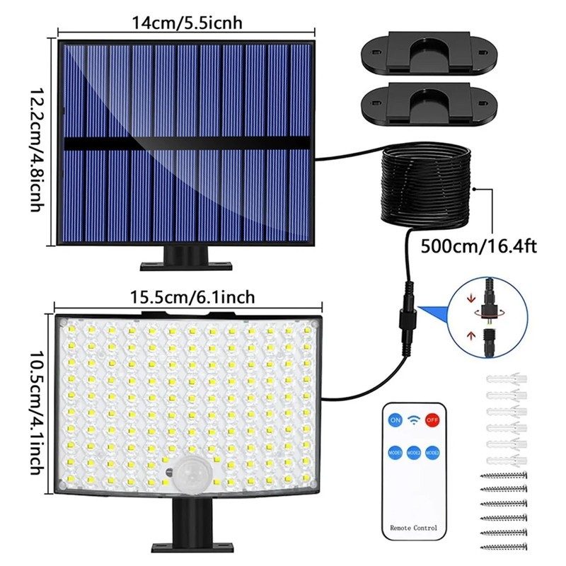 LED Solar PIR Motion Sensor Wall Light Outdoor Garden Security Flood Street Lamp - Image 2