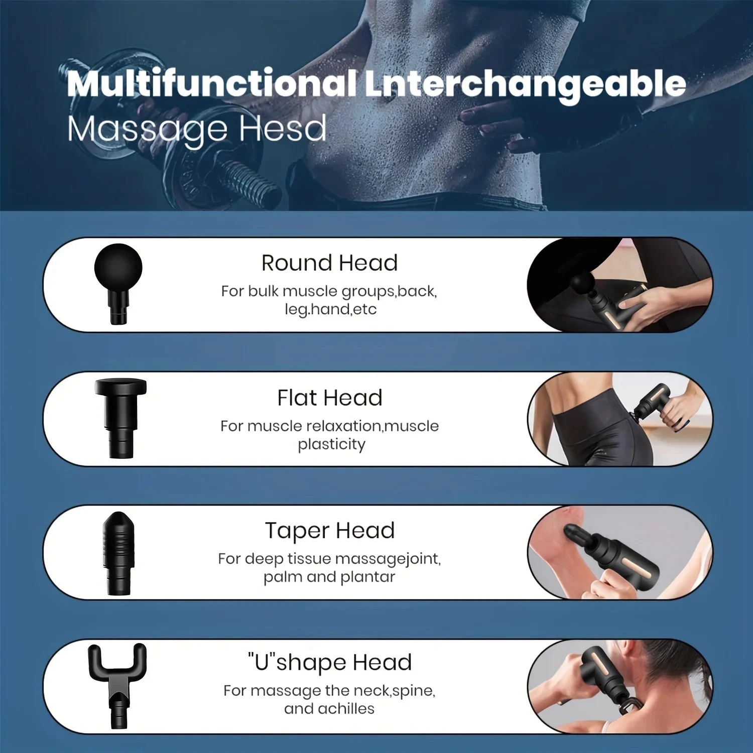 Massage Gun For Deep Muscle Relaxation, Neck Massage, Electric Fitness Equipment, Noise Reduction, Unisex. - Image 5