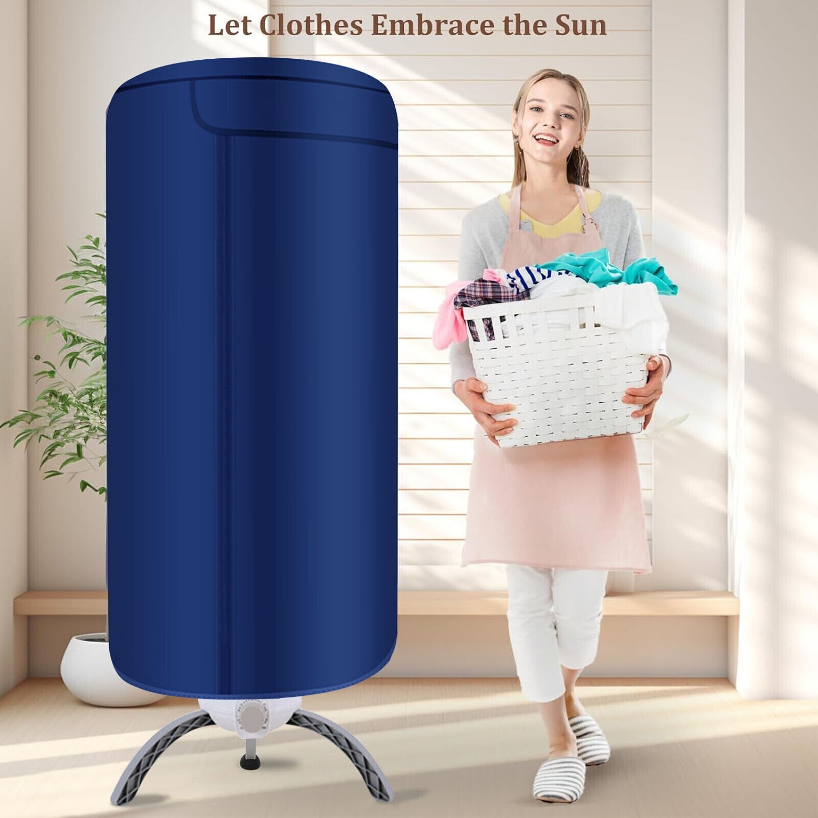 Portable Electric Heated Clothes Dryer & Cover Indoor Home Use Lightweight 1000W - Image 7