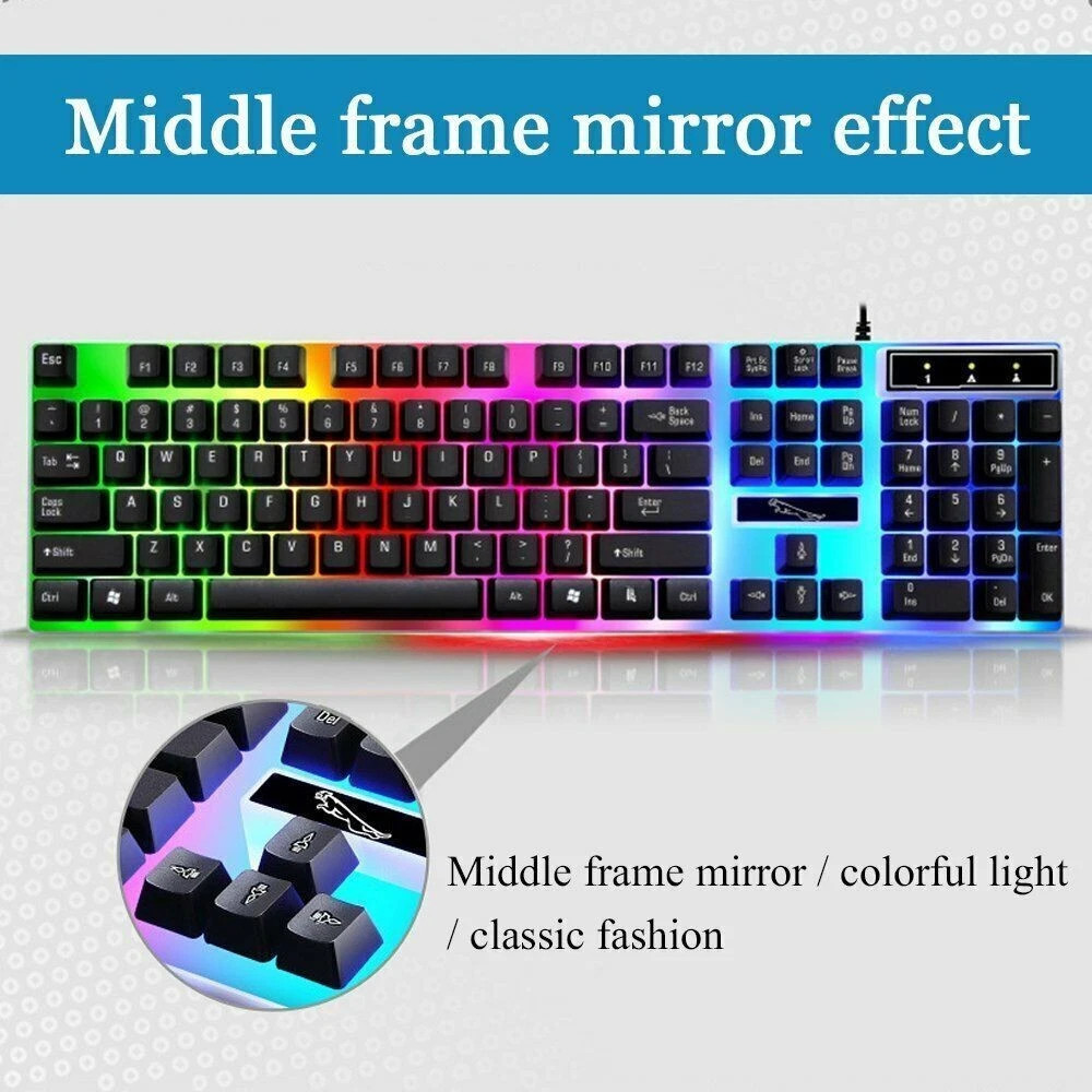 UK Gaming Keyboard And Mouse Set RGB LED USB For PC Laptop Xbox One PS4 PS - Image 9