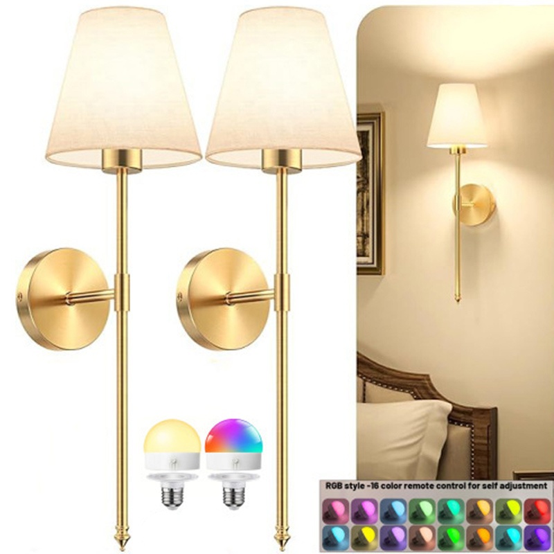 2-piece Wall Lamp Set With Remote Control Classical Industrial Style Wall Lamps And Wall Decorations Easy-installation Wall Lamps Suitable For Bedrooms And Corridors Adjustable Brightness Wall - Image 6