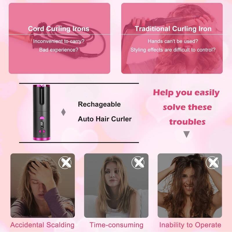 Wireless Automatic Hair Curler And Cordless Hair Curler For Effortless Styling, Perfect Hair Curler, Automatic Curler, Automatic Curling Iron - Image 3