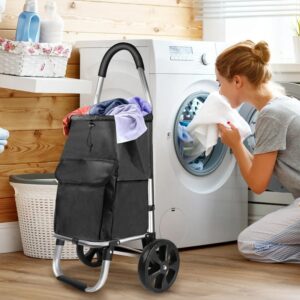 40L Lightweight 2 Wheels Shopping Trolley, Collapsible Push Pull Carts For Easy Storage, For Seniors Or Heavy Loads