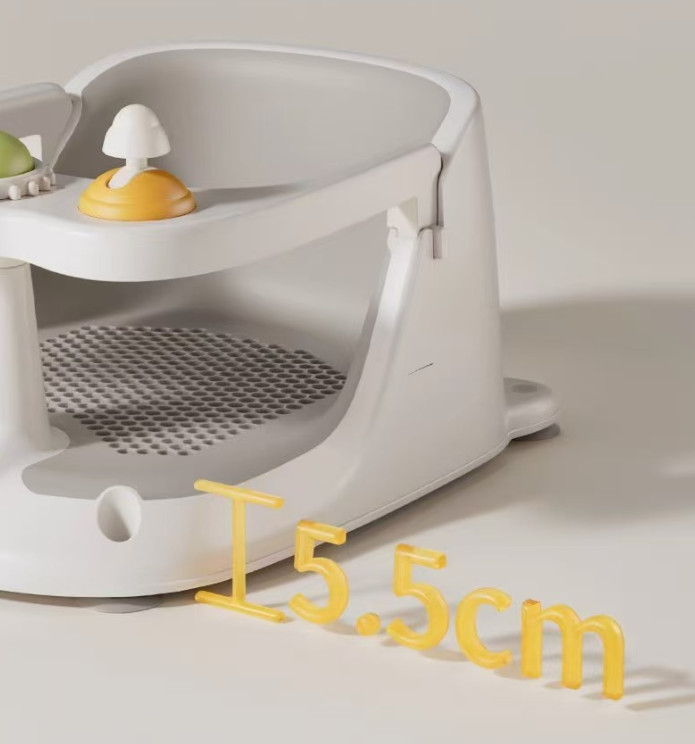 Baby Bath Seat Non-Slip Soft Toddler Bath Chair Suction Cups Temperature Display - Image 2