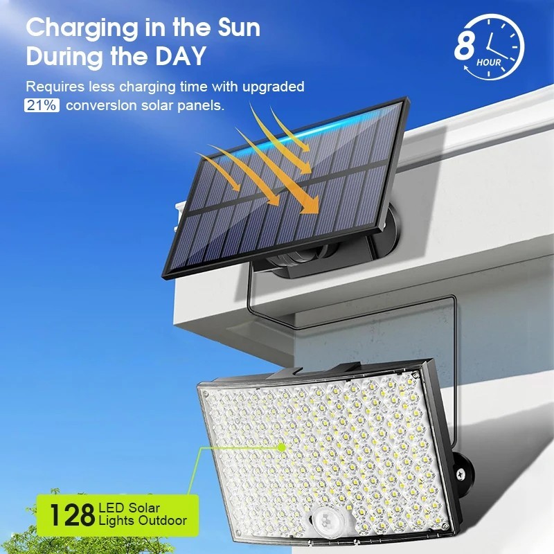 LED Solar PIR Motion Sensor Wall Light Outdoor Garden Security Flood Street Lamp - Image 7