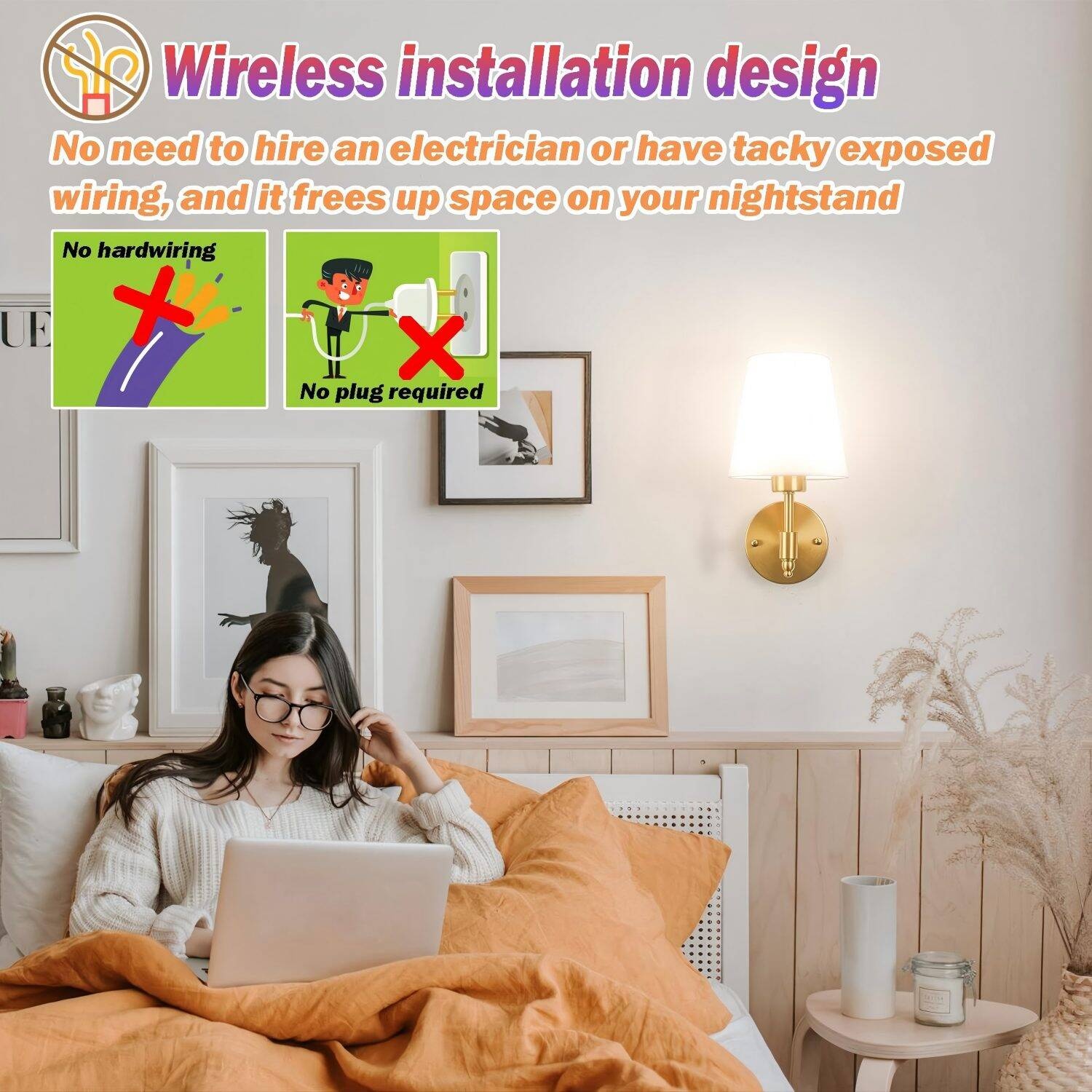 2-piece Wall Lamp Set With Remote Control Classical Industrial Style Wall Lamps And Wall Decorations Easy-installation Wall Lamps Suitable For Bedrooms And Corridors Adjustable Brightness Wall - Image 7