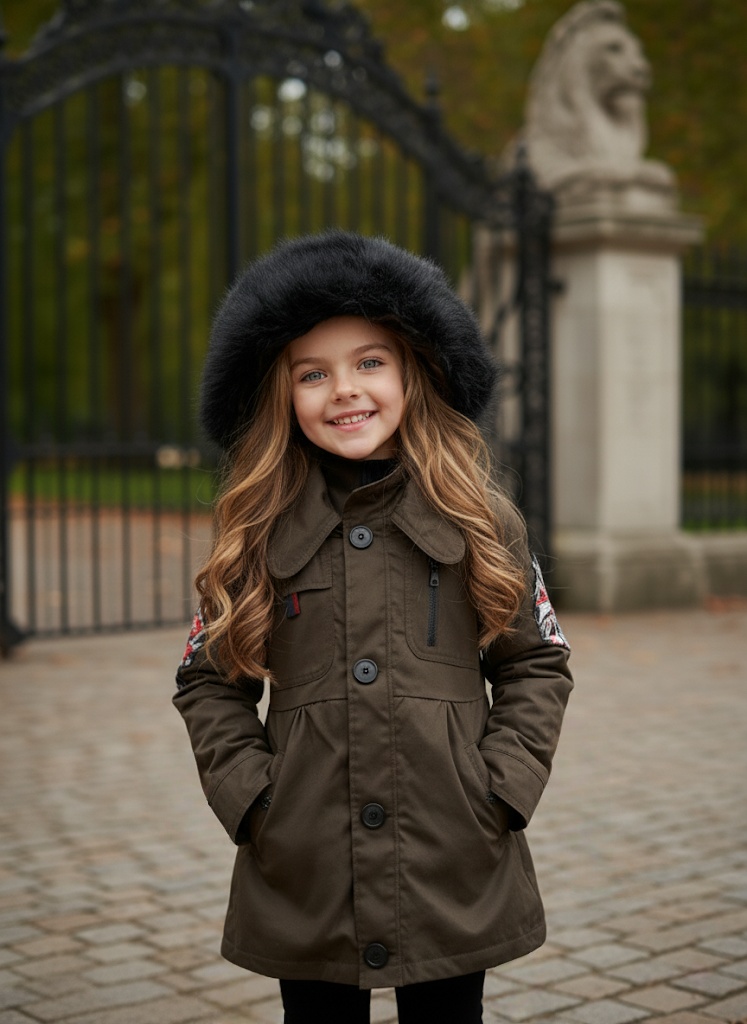 Girls Fur Hooded Padded Parka Coat Warm Winter Jacket 2-7Y - Image 4