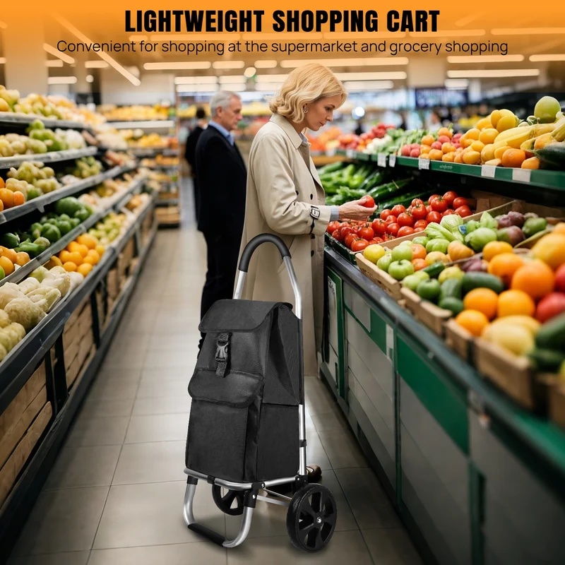 40L Lightweight 2 Wheels Shopping Trolley, Collapsible Push Pull Carts For Easy Storage, For Seniors Or Heavy Loads - Image 7