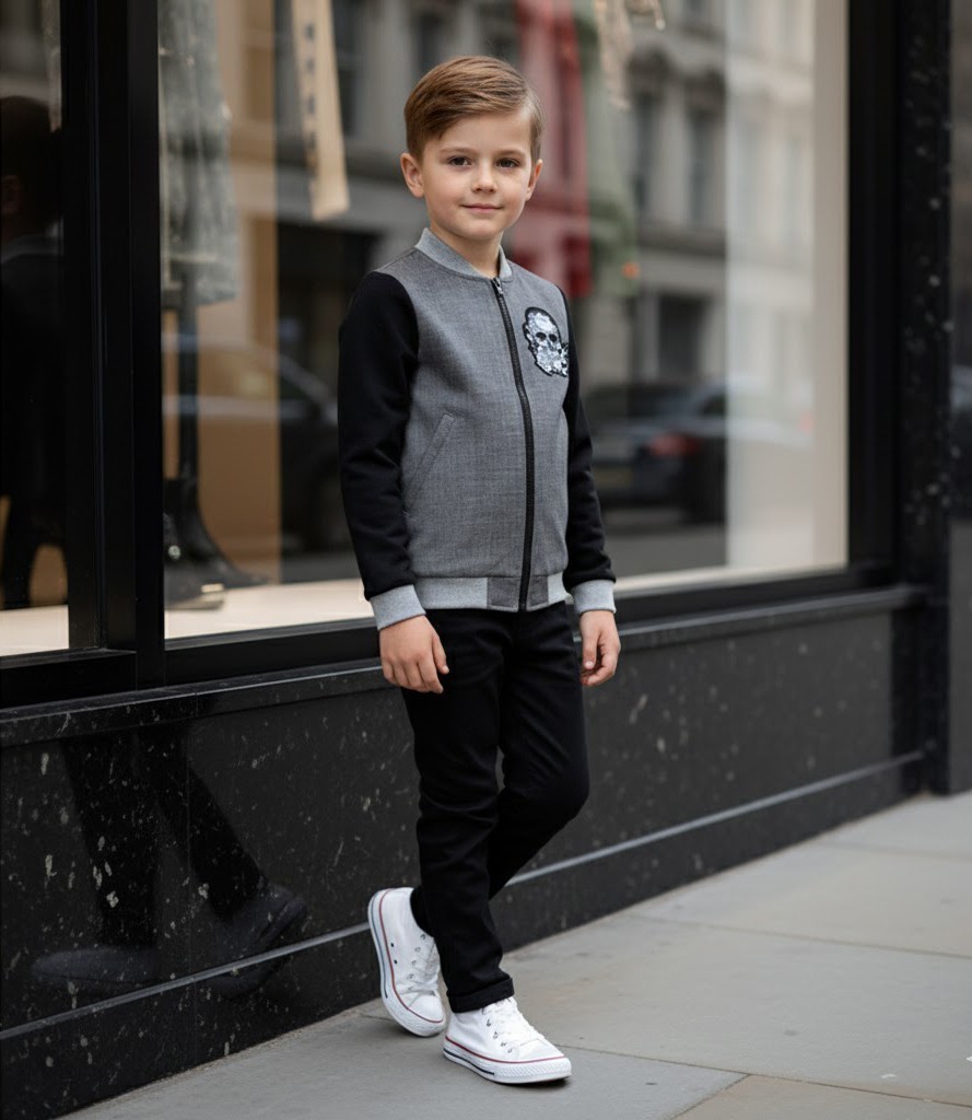 Boys Cotton Jacket Zip Up Kids Casual Coat Spring Autumn Toddler 3-7Y