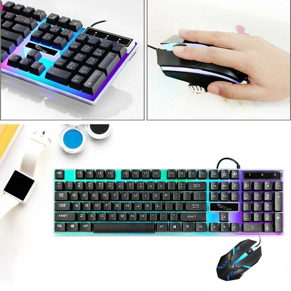 UK Gaming Keyboard And Mouse Set RGB LED USB For PC Laptop Xbox One PS4 PS - Image 6