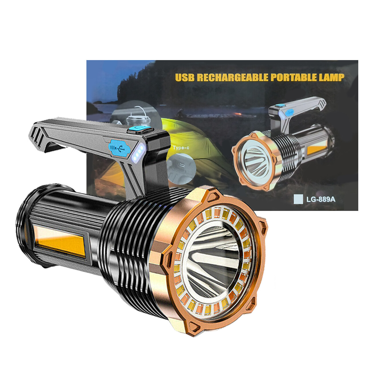LED Torch USB Rechargeable COB Work Light Flashlight Spotlight Powerful Camping Light - Image 10