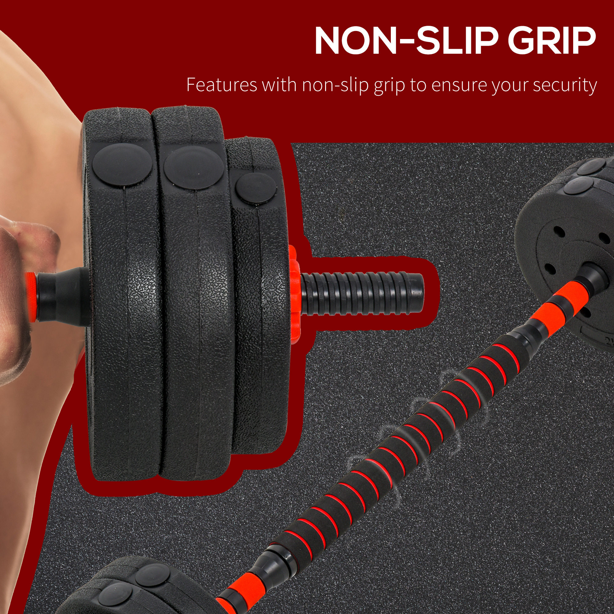 25kg 2 IN 1 Adjustable Dumbbells Weight Set, Dumbbell Hand Weight Barbell For Body Fitness, Lifting Training For Home, Office, Gym, Black - Image 5