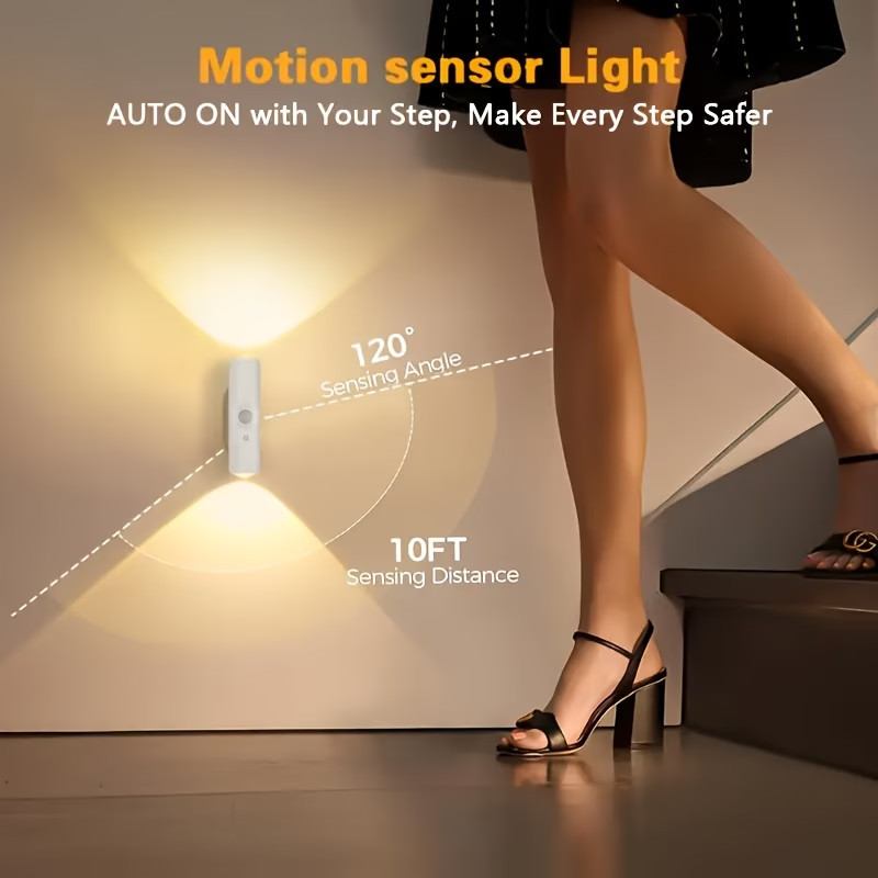 Magnetic RGB LED Night Light Smart Motion Sensor USB Rechargeable Ambient Lamp - Image 2