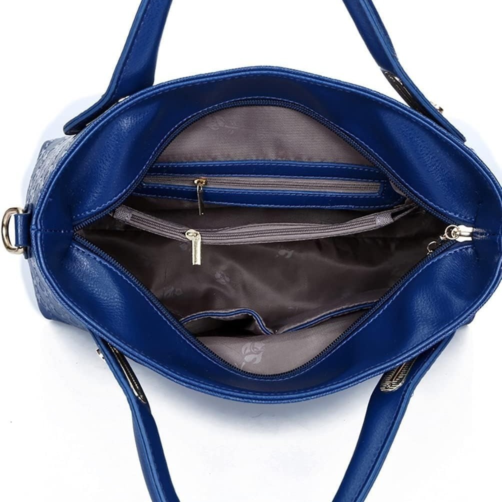 Women 4Pcs Top Handle Satchel Hobo PU Leather Handbag Set Large Tote Purse Shoulder Bag Card Holder - Image 2