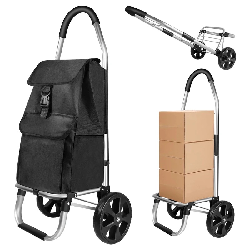 40L Lightweight 2 Wheels Shopping Trolley, Collapsible Push Pull Carts For Easy Storage, For Seniors Or Heavy Loads - Image 4
