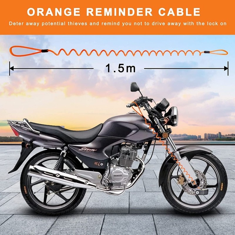 Disc Lock For Motorbike - Alarm Function With Vibration Alert, Aluminum Build, 1.5M Reminder Cable - Quick Locking, - Image 5