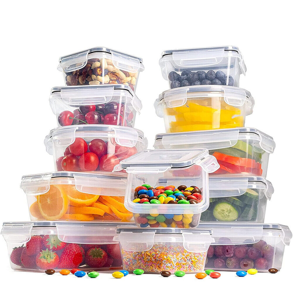 24X Clear Plastic Food Containers With Lids Microwave Freezer Safe Storage Boxes - Image 4