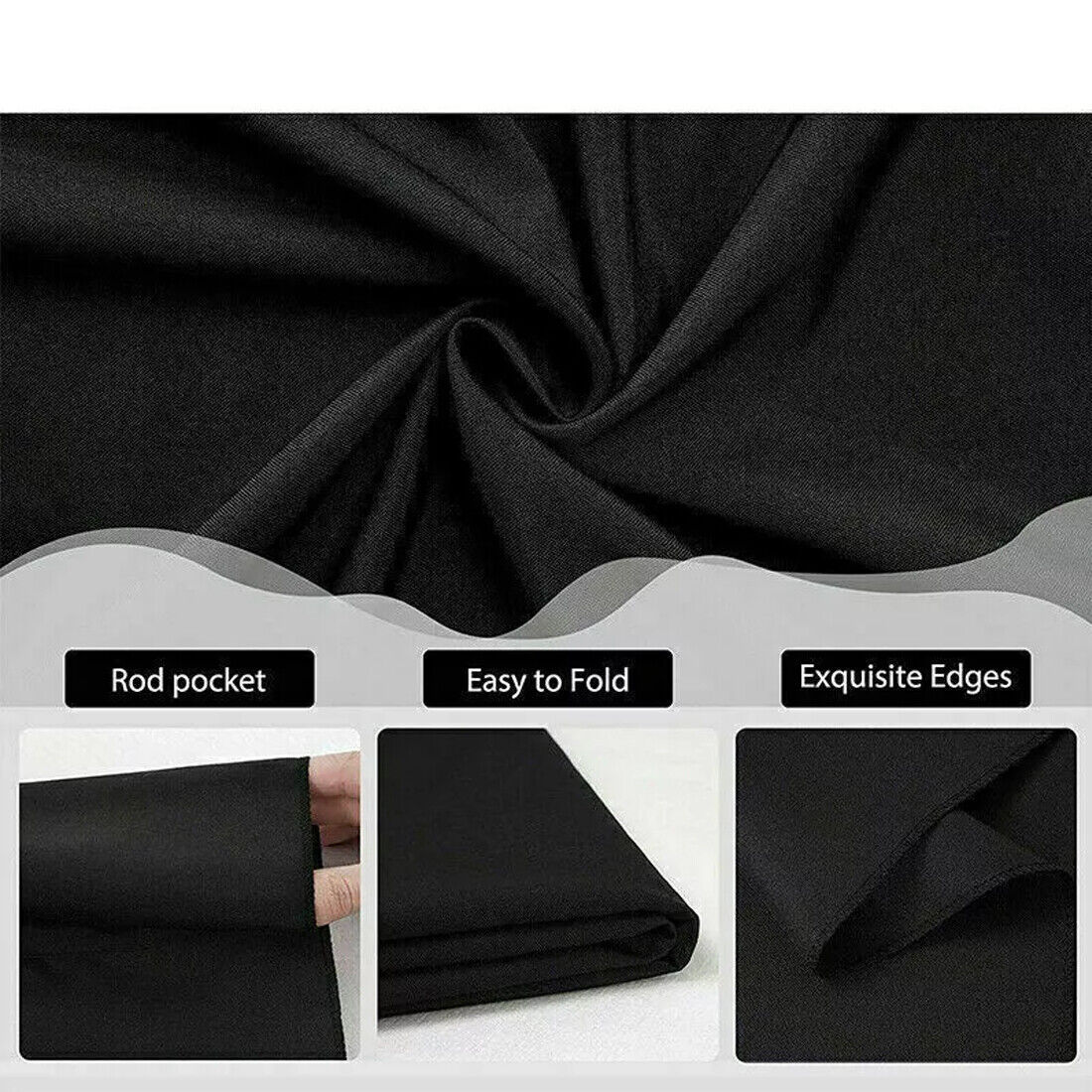 Photography Backdrop Photo Background Fabric Screen Studio 2X3M Colors UK-Black Style - Image 2