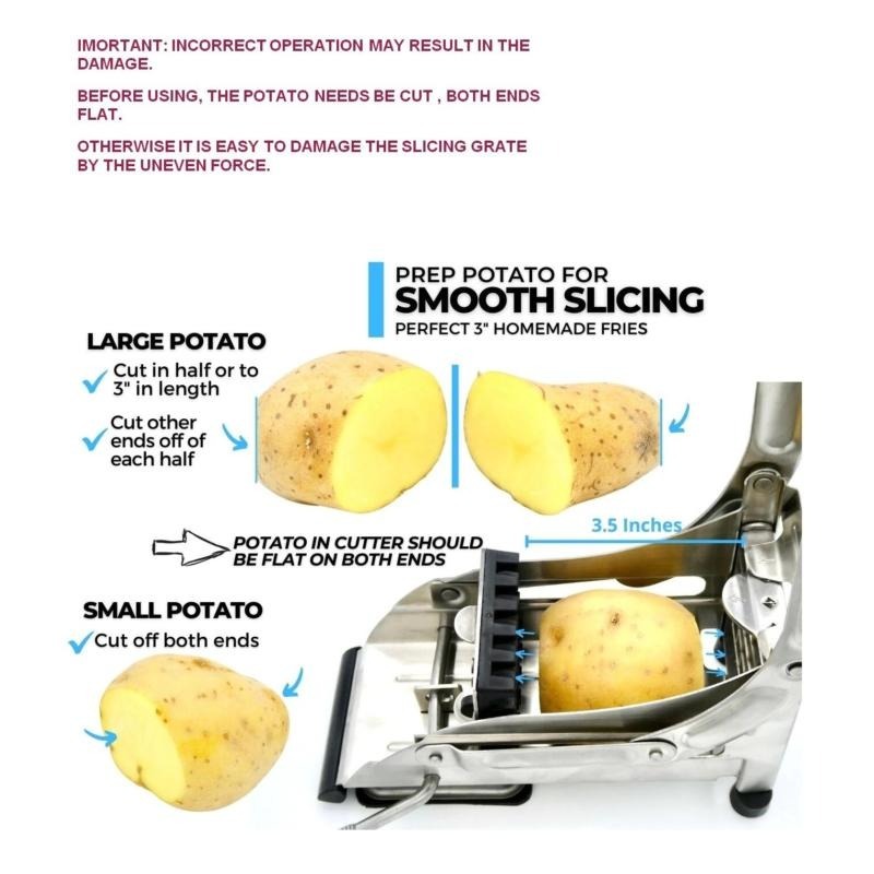 2 Blades Stainless Steel French Fry Cutter Potato Vegetable Slicer Chopper Dicer - Image 9