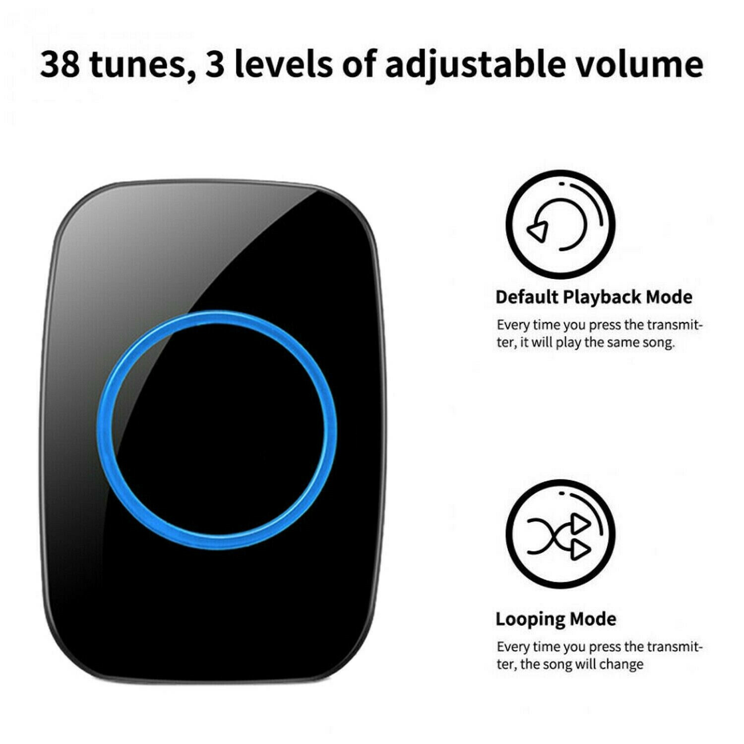 Wireless Doorbell Waterproof Range Door Bells Kit Cordless Plug-in Home Office - Image 7