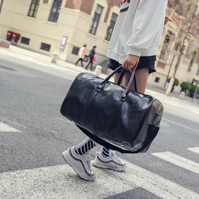 Men PU Leather Duffle Gym Bag Weekend Bag Luggage Travel Casual Handbag Holdall - Image 8