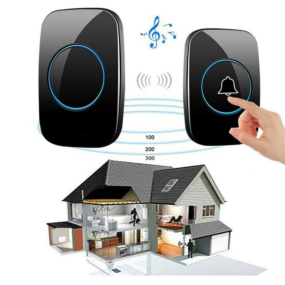 Wireless Doorbell Waterproof Range Door Bells Kit Cordless Plug-in Home Office