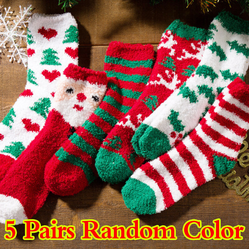 5 Pairs Women's Christmas Fluffy Bed Socks – Soft Cosy Lounge Slipper Socks Gift Set - Image 4