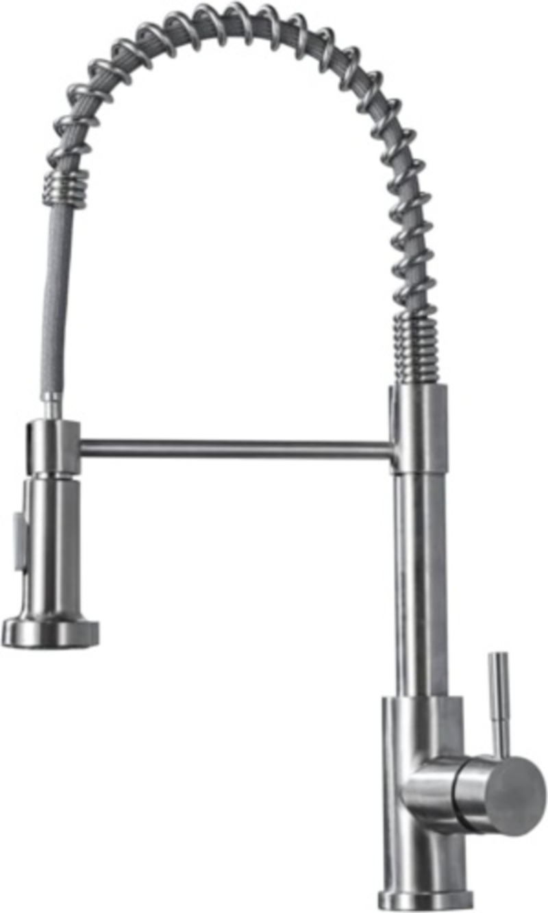 Monobloc Silver Kitchen Sink Mixer Taps With Pull Out Hose Spray Single LeverTap - Image 3