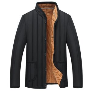 Men's Winter Padded Jacket – Warm Stand Collar Zip-Up Coat