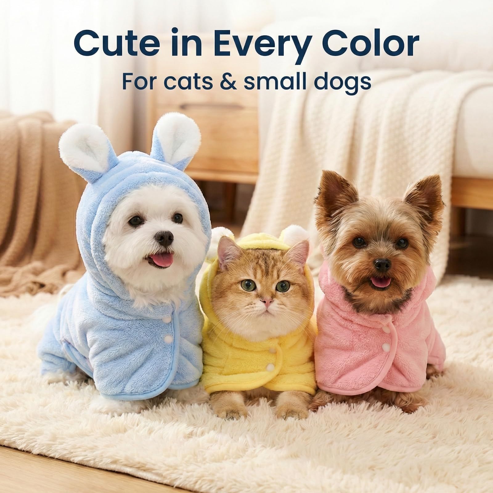 Absorbent Dog Bathrobe Towel – Quick-Dry Drying Coat for Small Dogs & Cats - Image 7
