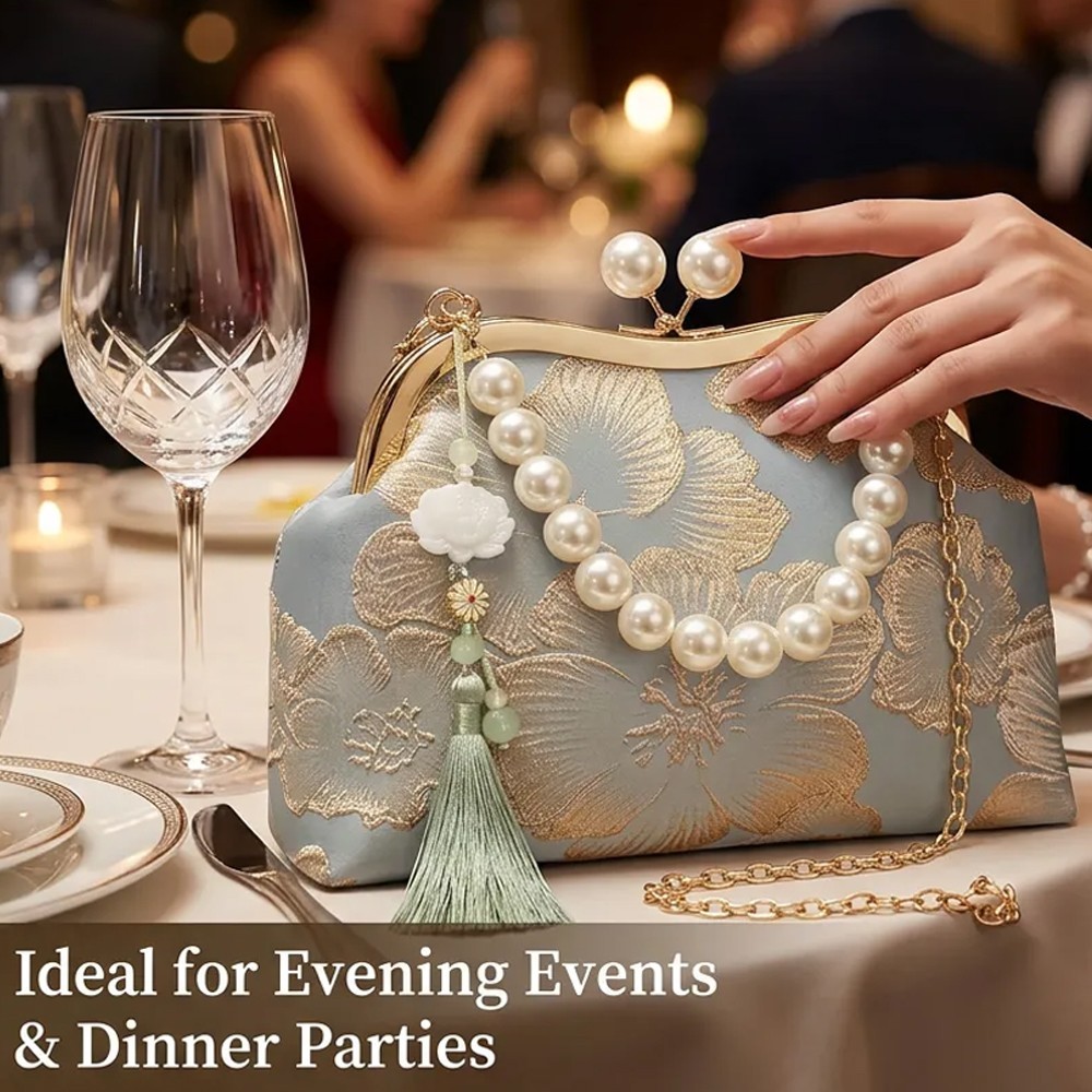 Pearl Embroidered Shoulder Bag – Elegant Women's Evening Bag - Image 9