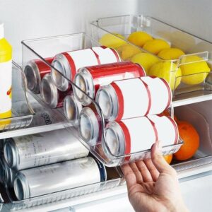 Fridge Drinks Can Organiser – Clear Stackable Refrigerator Storage Holder
