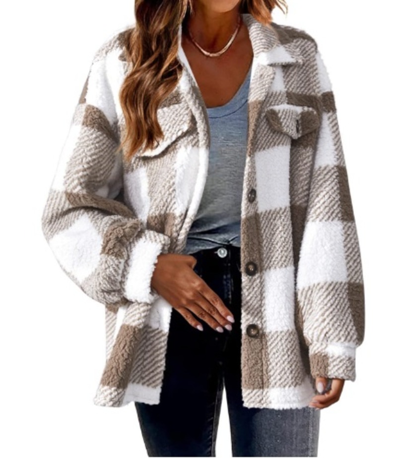 Women's Lamb Fleece Button-Up Jacket – Soft Warm Teddy Coat - Image 6