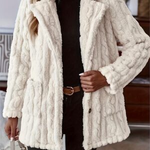 Double-sided Plush Water Ripple Button Cardigan Pocket Lapel Casual Top Jacket