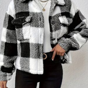 Double-sided Plush Patch Pocket Button Cardigan Casual Top Jacket For Women